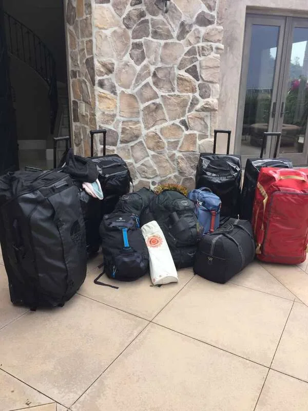 Packed bags ready to leave California