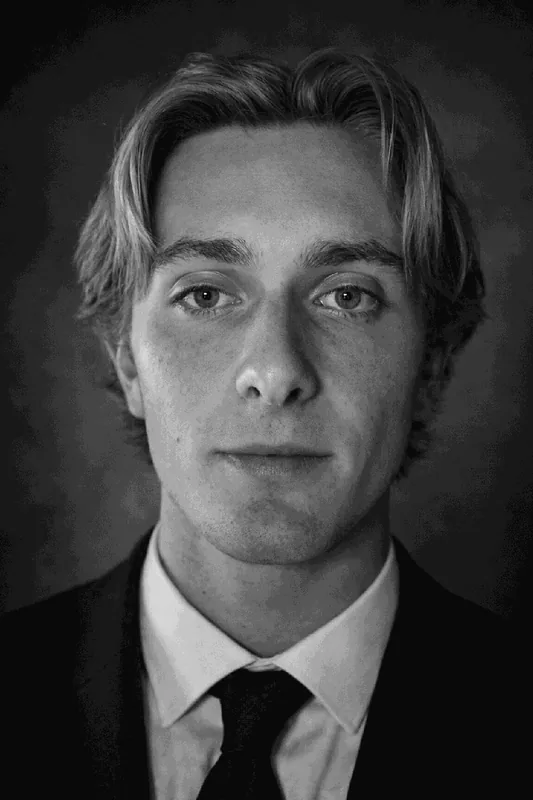 High-end black and white editorial studio portrait